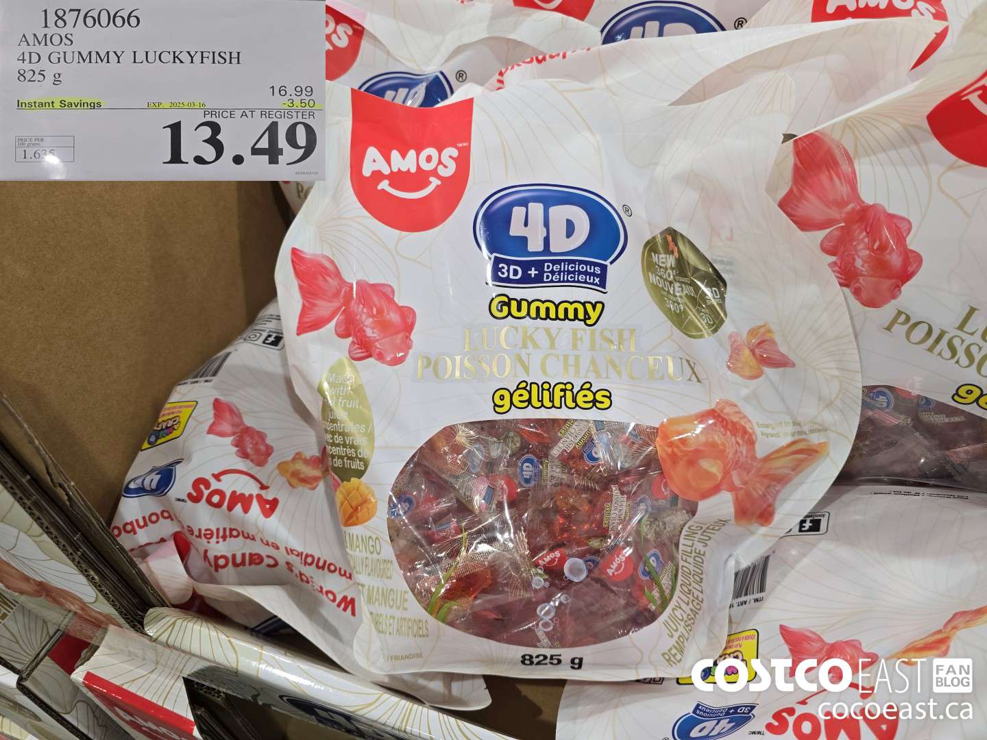 1876066 AMOS 4D GUMMY LUCKYFISH 825 g ($3.50 INSTANT SAVINGS EXPIRES ON 2025-03-16) $13.49