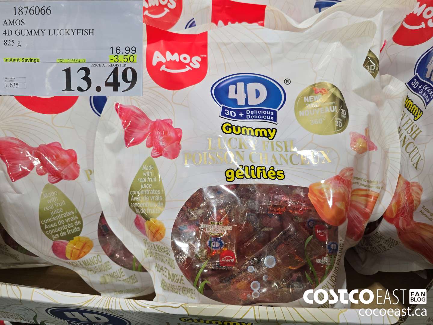 1876066 AMOS 4D GUMMY LUCKYFISH 825 g ($3.50 INSTANT SAVINGS EXPIRES ON 2025-04-13) $13.49