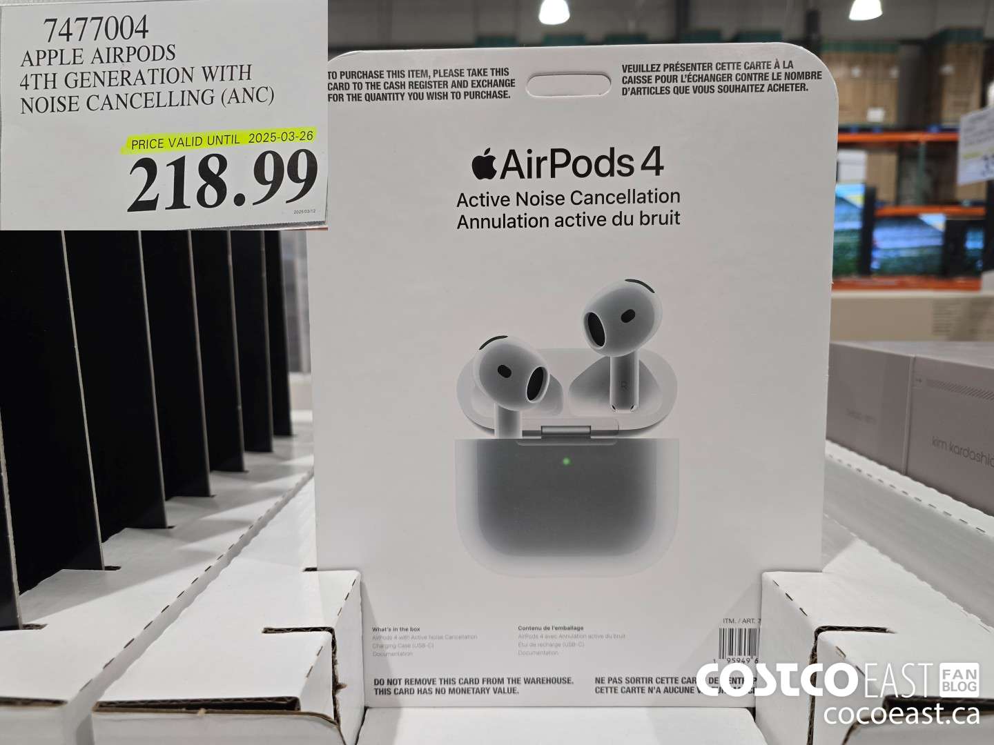 7477004 APPLE AIRPODS 4TH GENERATION WITH NOISE CANCELLING (ANC) $218.99