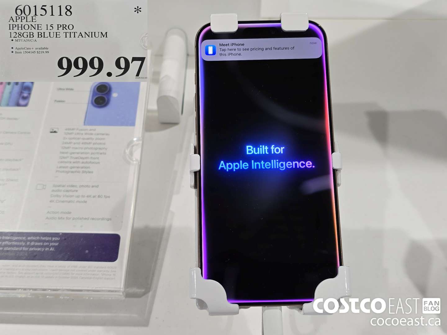 6015118 APPLE IPHONE 15 PRO 128GB BLUE TITANIUM $999.97