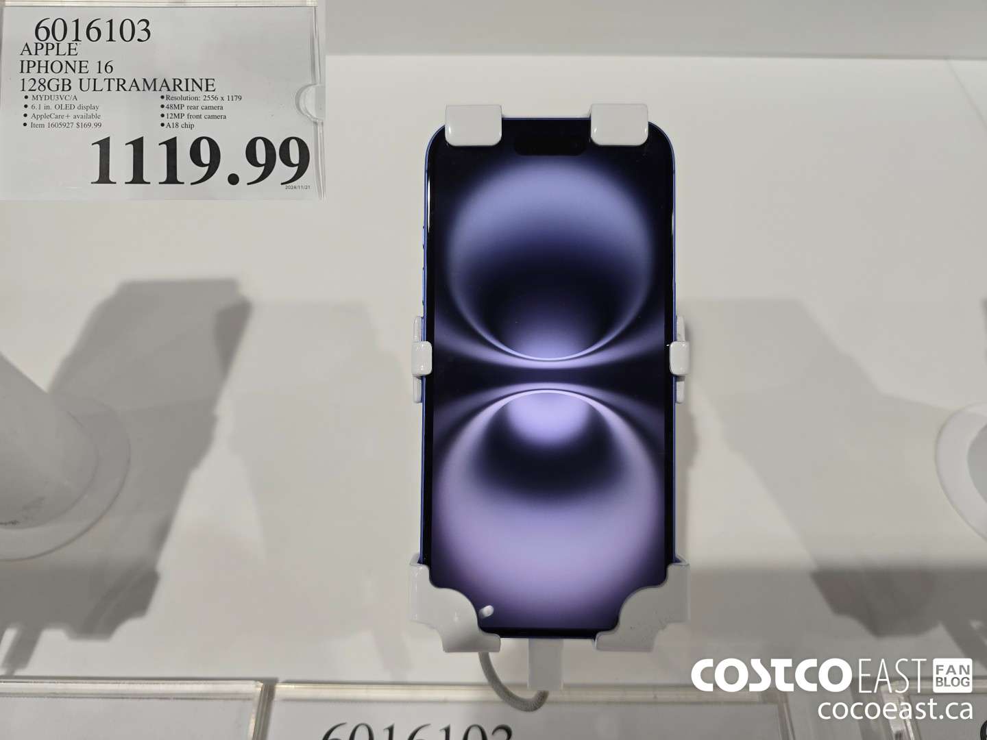 6016103 APPLE IPHONE 16 128GB ULTRAMARINE $1119.99