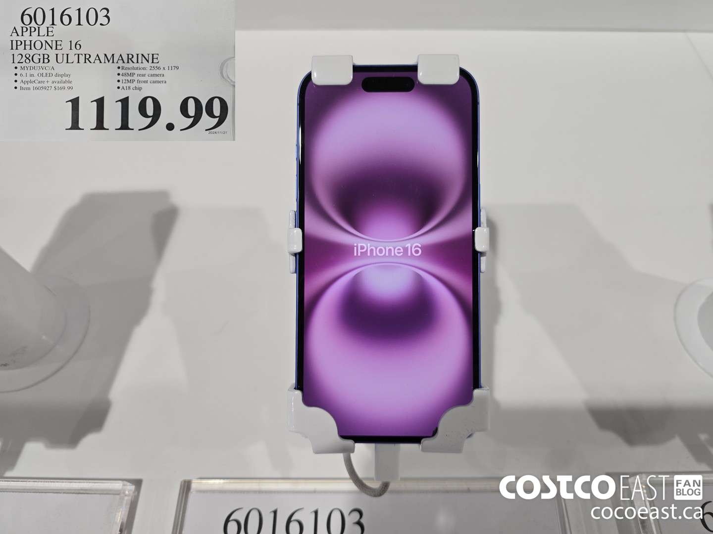 6016103 APPLE IPHONE 16 128GB ULTRAMARINE $1119.99