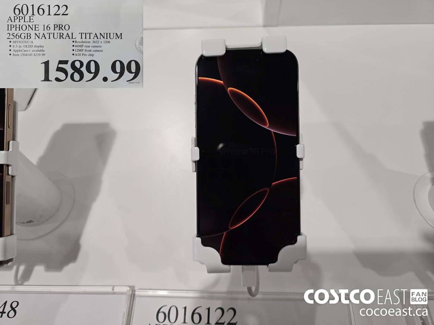 6016122 APPLE IPHONE 16 PRO 256GB NATURAL TITANIUM $1589.99