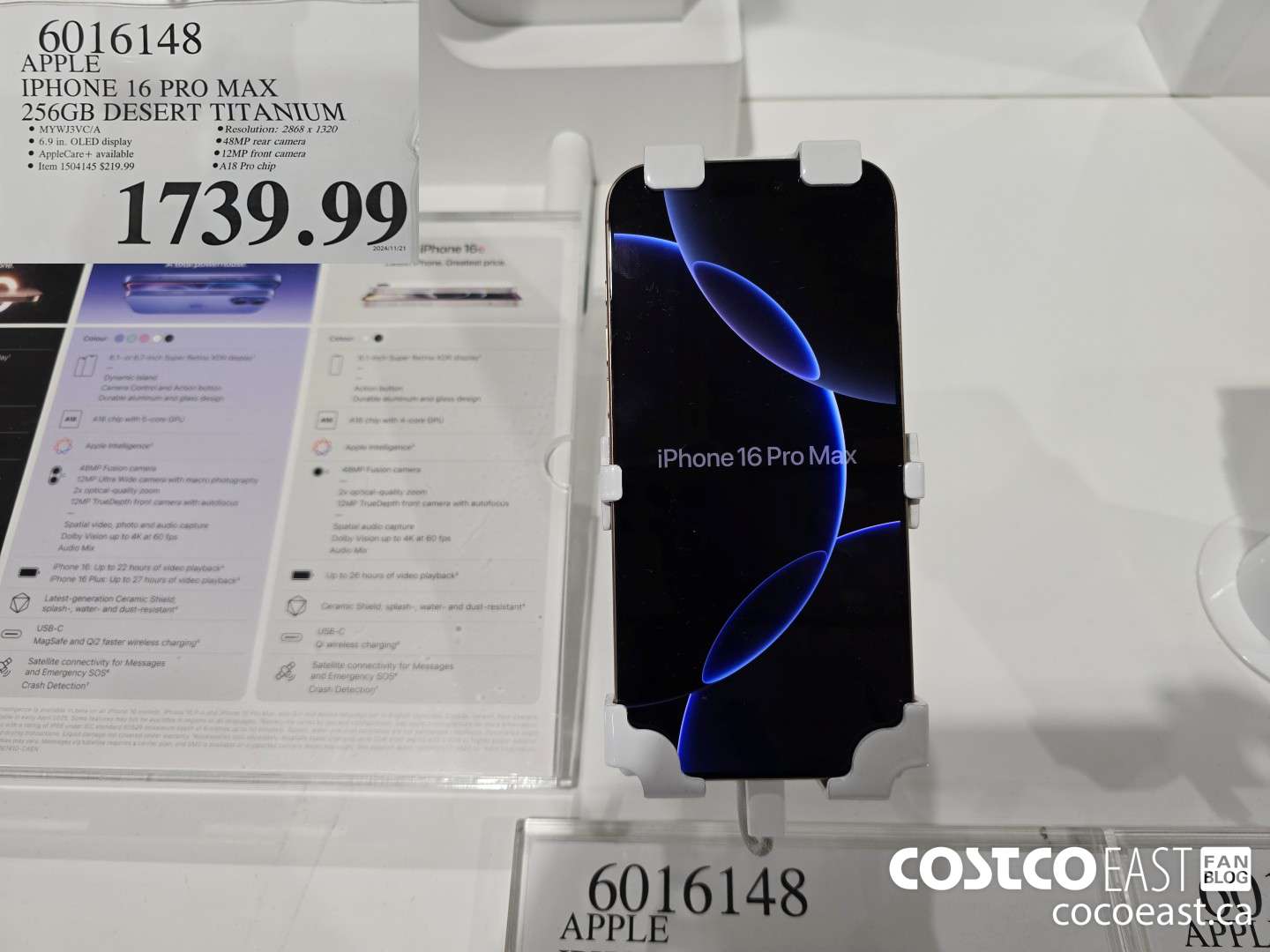 6016148 APPLE IPHONE 16 PRO MAX 256 GB DESERT TITANIUM $1739.99