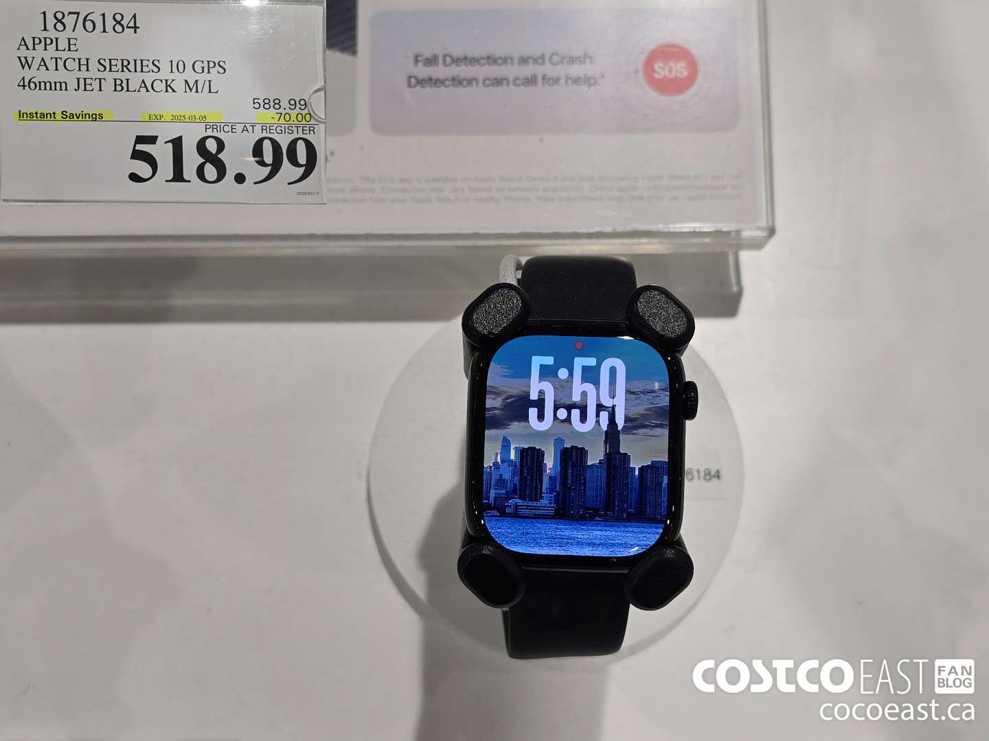 1876184 APPLE WATCH SERIES 10 GPS 46mm JET BLACK M/L ($70.00 INSTANT SAVINGS EXPIRES ON 2025-03-05) $518.99