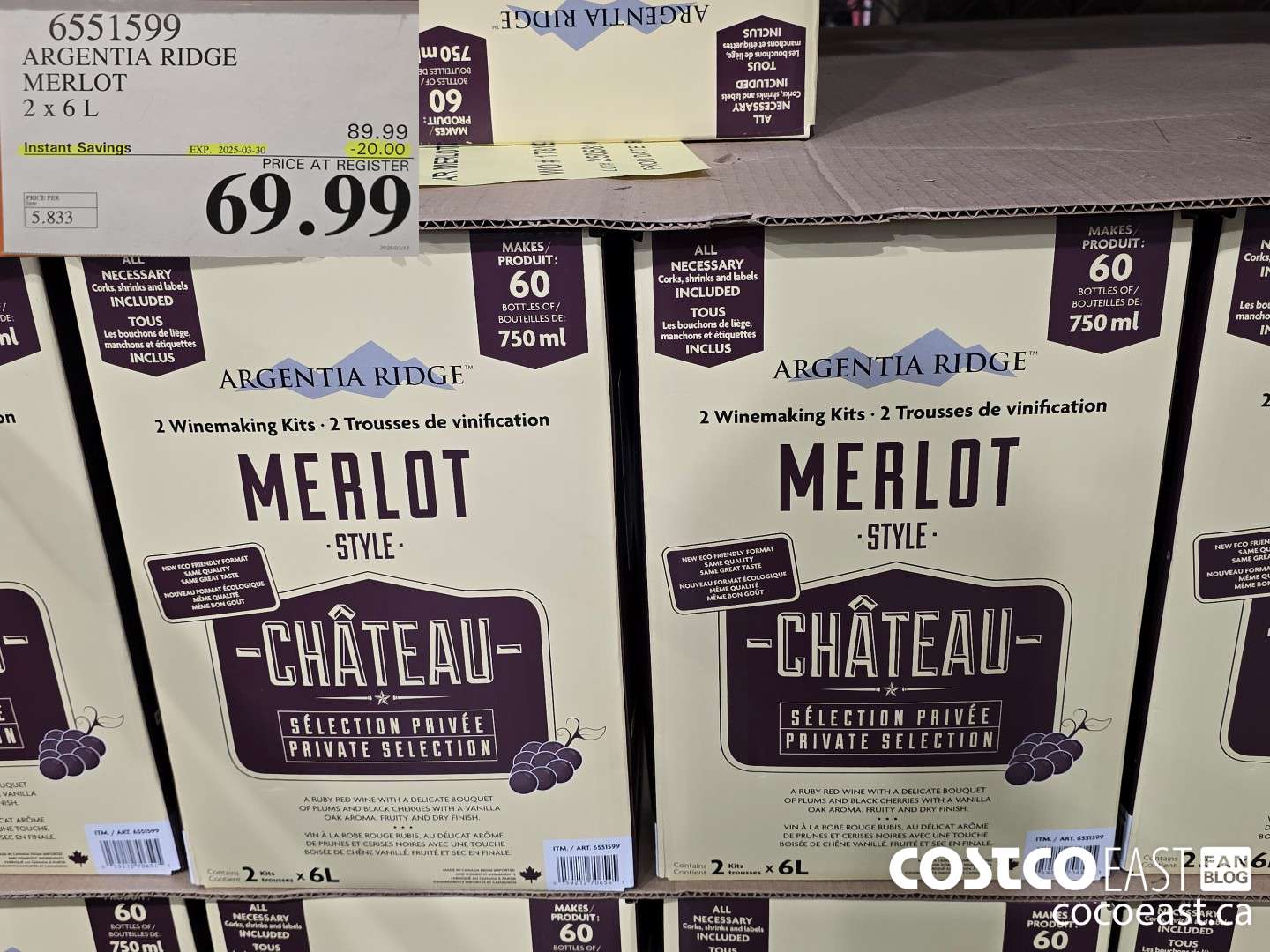 6551599 ARGENTIA RIDGE MERLOT 2 x 6 L ($20.00 INSTANT SAVINGS EXPIRES ON 2025-03-30) $69.99