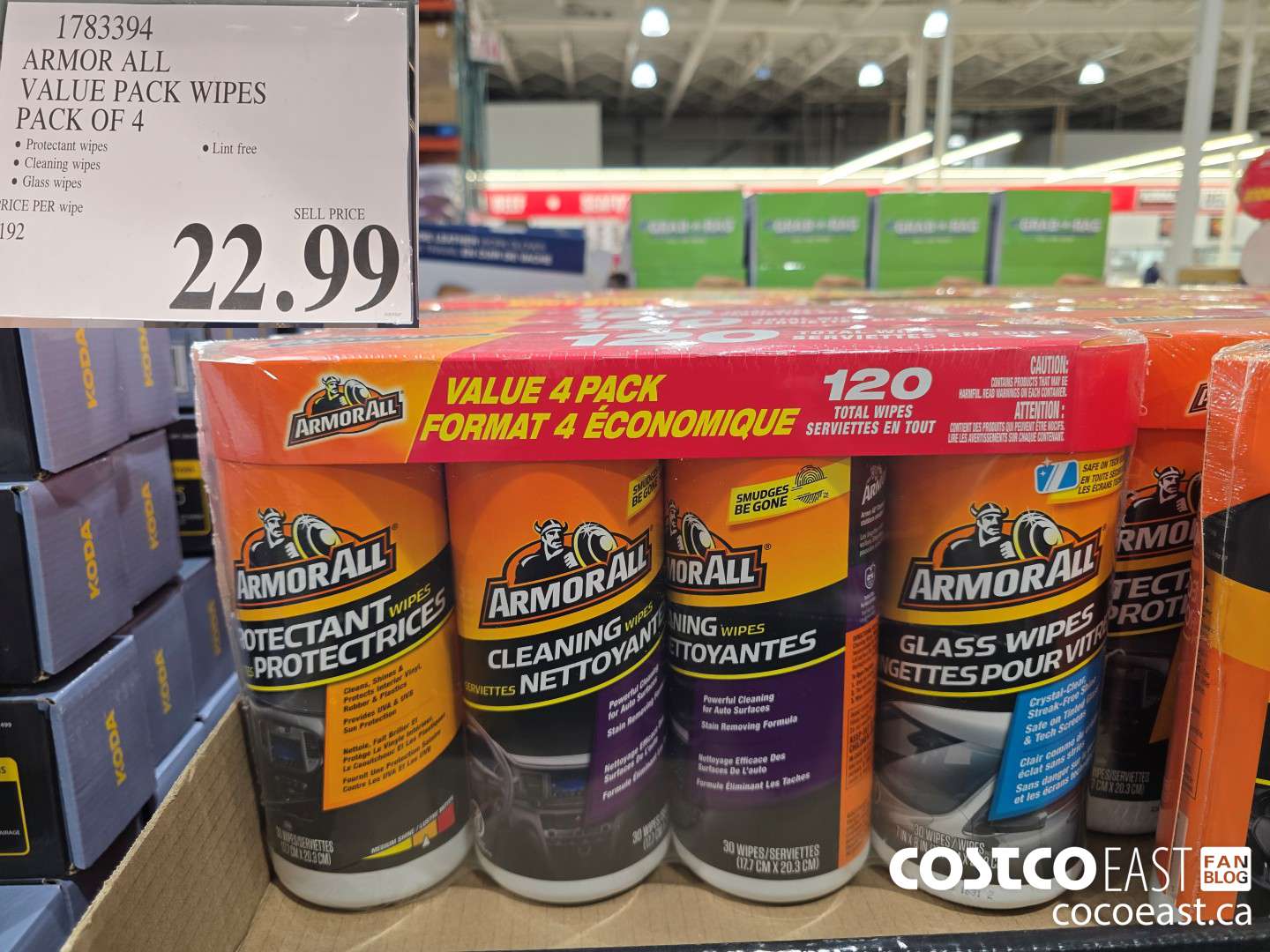 1783394 ARMOR ALL VALUE PACK WIPES 4 PACKS OF 30 $22.99