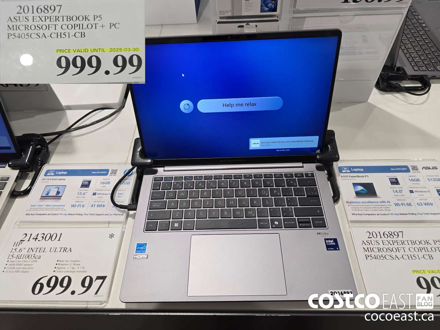 2016897 ASUS EXPERTBOOK P5 MICROSOFT COPILOT+ PC P5405CSA-CHS51-CB $999.99