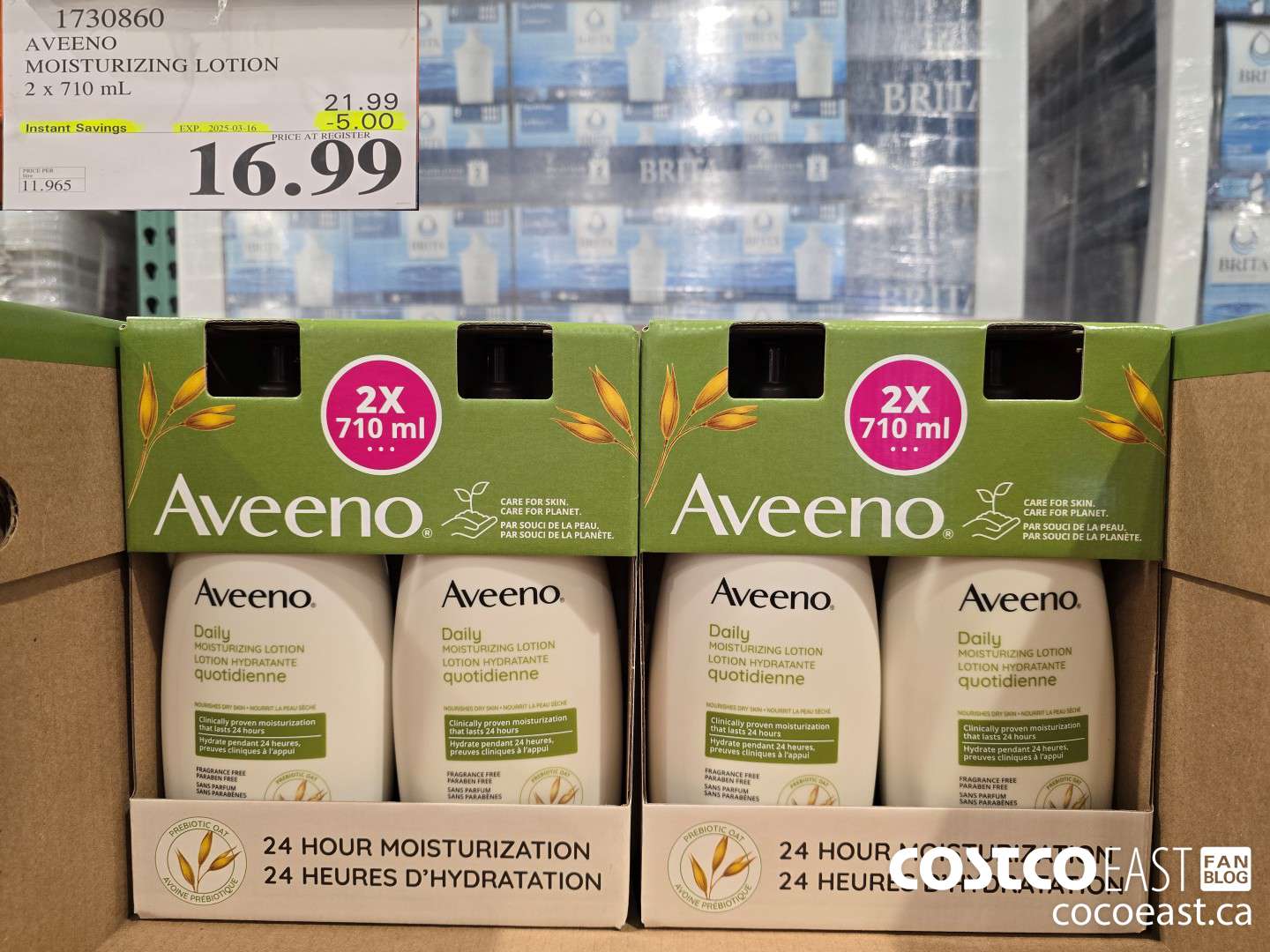 1730860 AVEENO MOISTURIZING LOTION 2 X 710 ML ($5.00 INSTANT SAVINGS EXPIRES ON 2025-03-16) $16.99