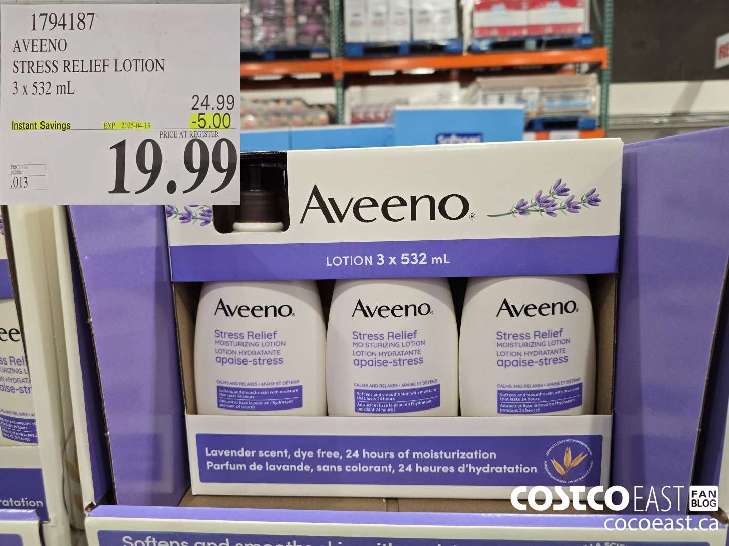 1794187 AVEENO STRESS RELIEF LOTION 3 x 522ml ($5.00 INSTANT SAVINGS EXPIRES ON 2025-04-13) $19.99