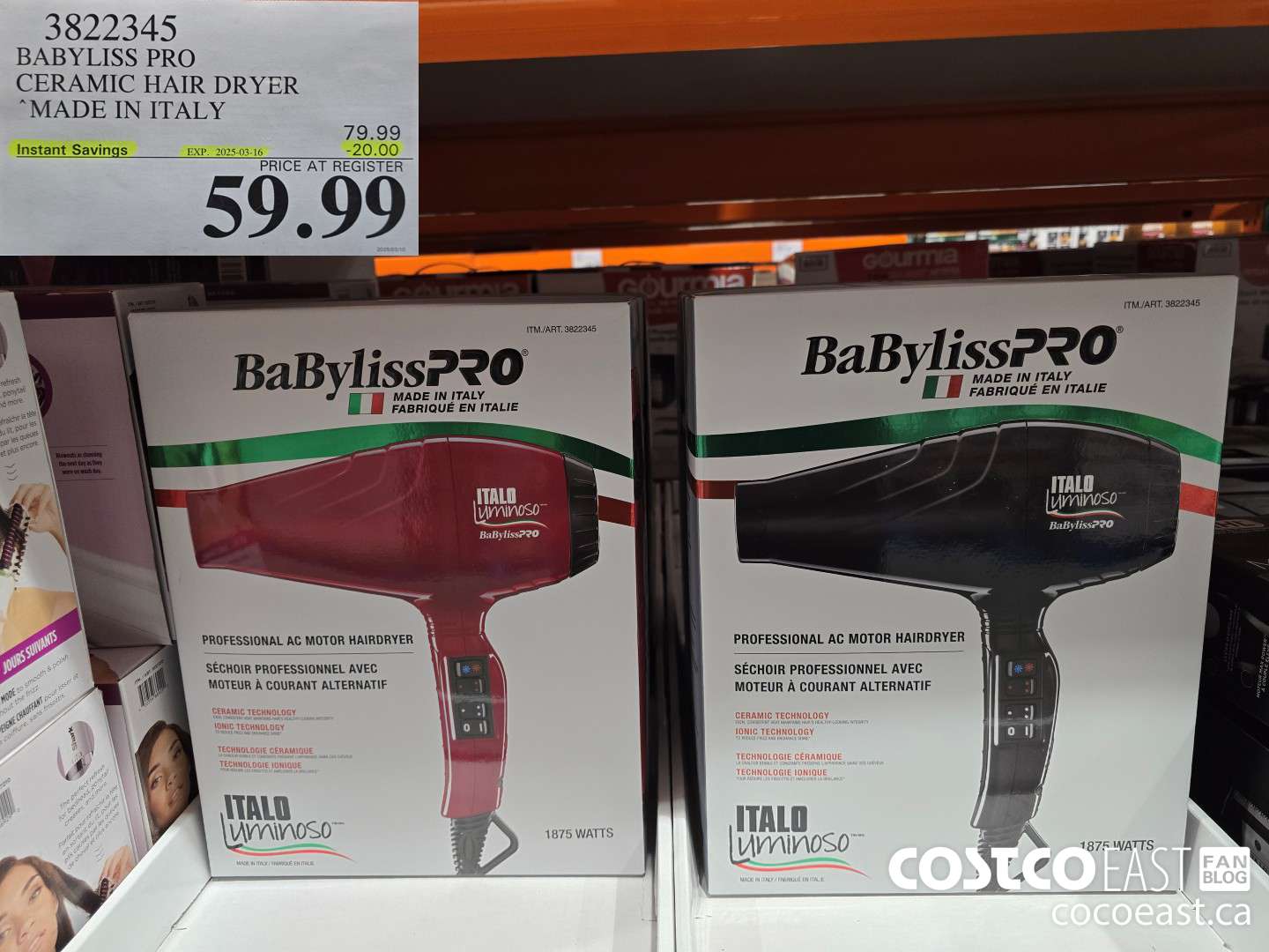 3822345 BABYLISS PRO CERAMIC HAIR DRYER MADE IN ITALY ($20.00 INSTANT SAVINGS EXPIRES ON 2025-03-16) $59.99