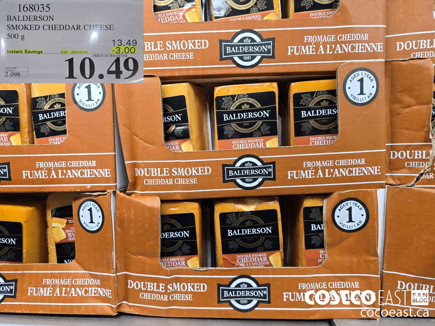 168035 BALDERSON SMOKED CHEDDAR CHEESE 500 G ($3.00 INSTANT SAVINGS EXPIRES ON 2025-03-09) $10.49