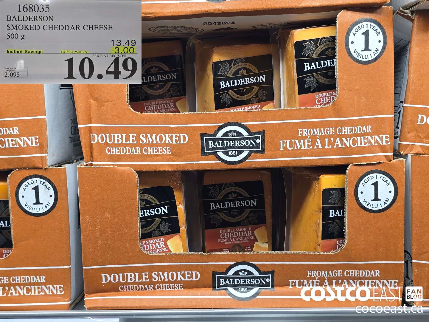 168035 BALDERSON SMOKED CHEDDAR CHEESE 500 G ($3.00 INSTANT SAVINGS EXPIRES ON 2025-03-09) $10.49