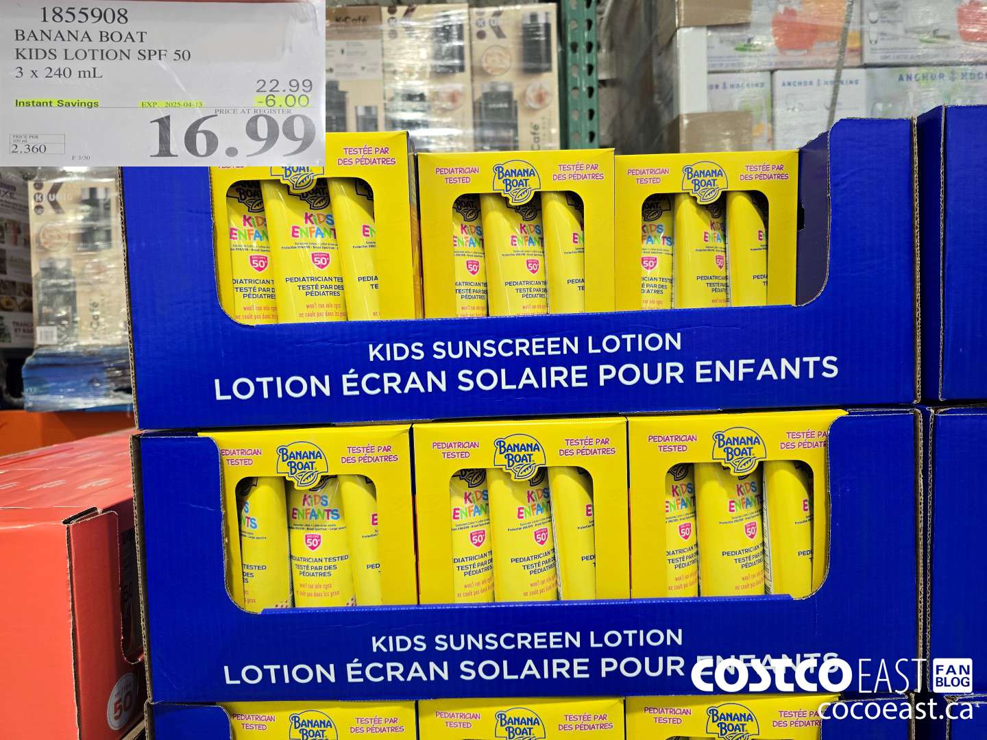 1855908 BANANA BOAT KIDS LOTION SPF 50 3 x 240 mL ($6.00 INSTANT SAVINGS EXPIRES ON 2025-04-13) $16.99