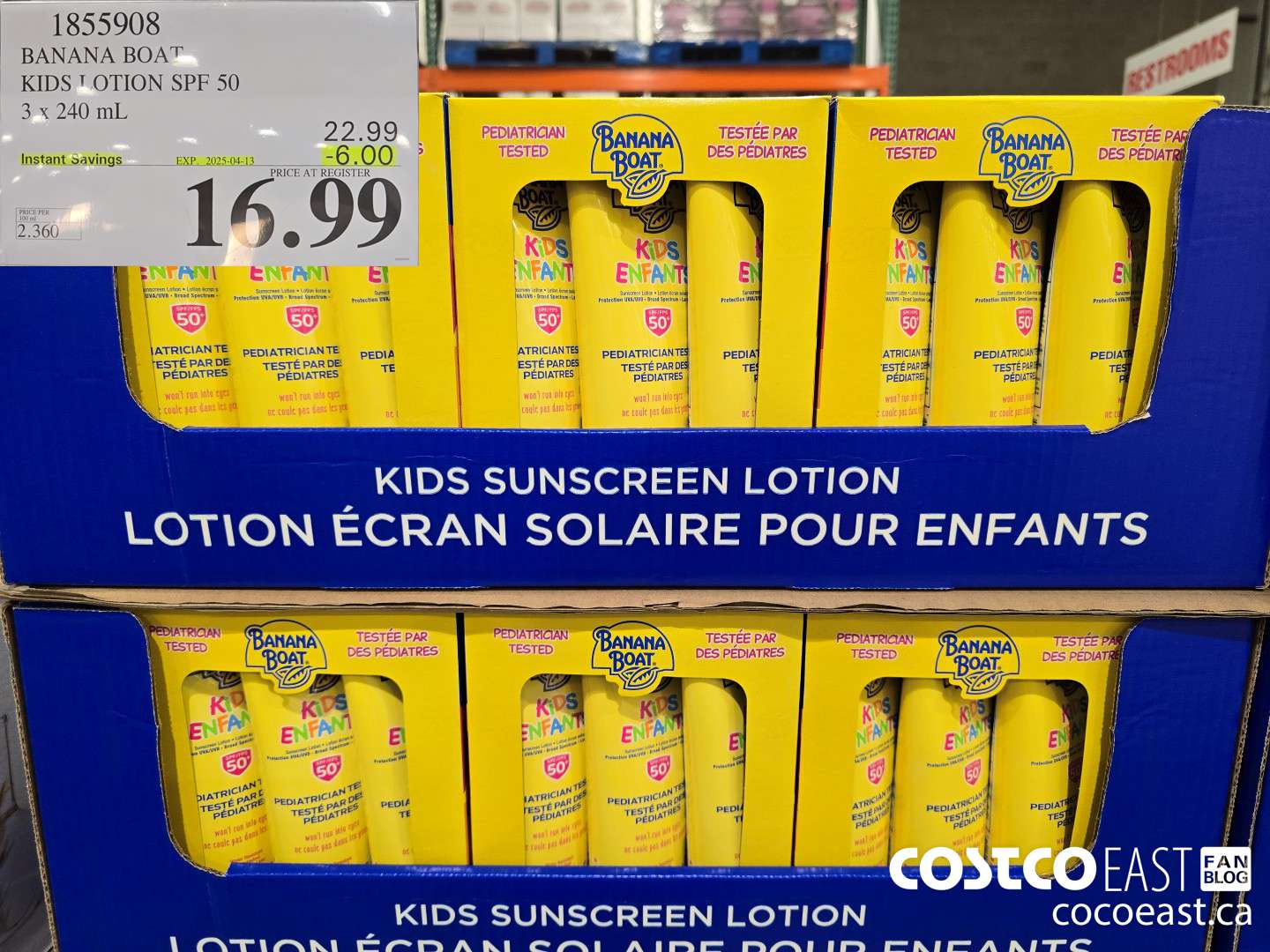 1855908 BANANA BOAT KIDS LOTION SPF 50 3 x 240 mL ($6.00 INSTANT SAVINGS EXPIRES ON 2025-04-13) $16.99