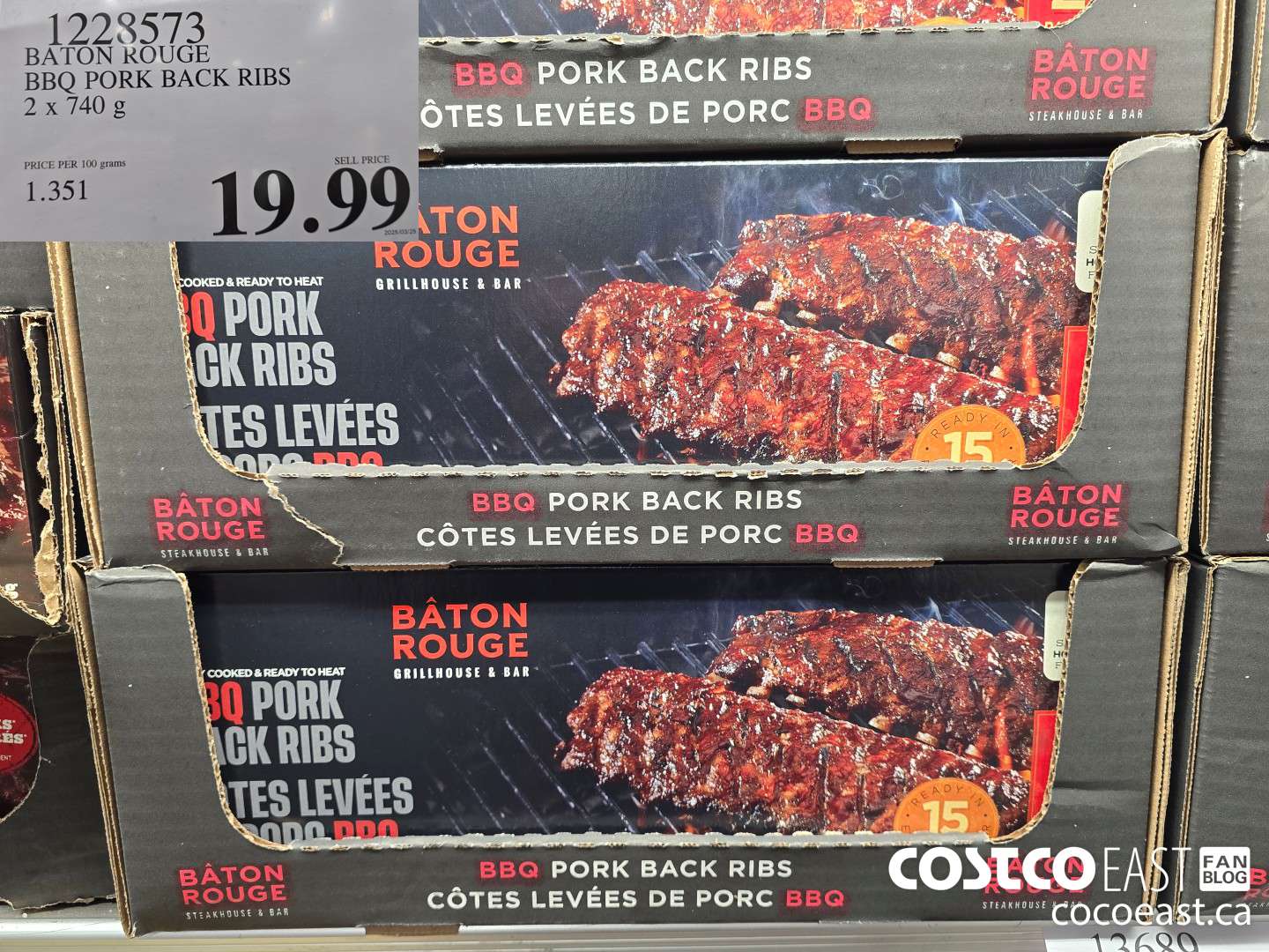 1228573 BATON ROUGE BBO PORK BACK RIBS 2 x 740 g  $19.99