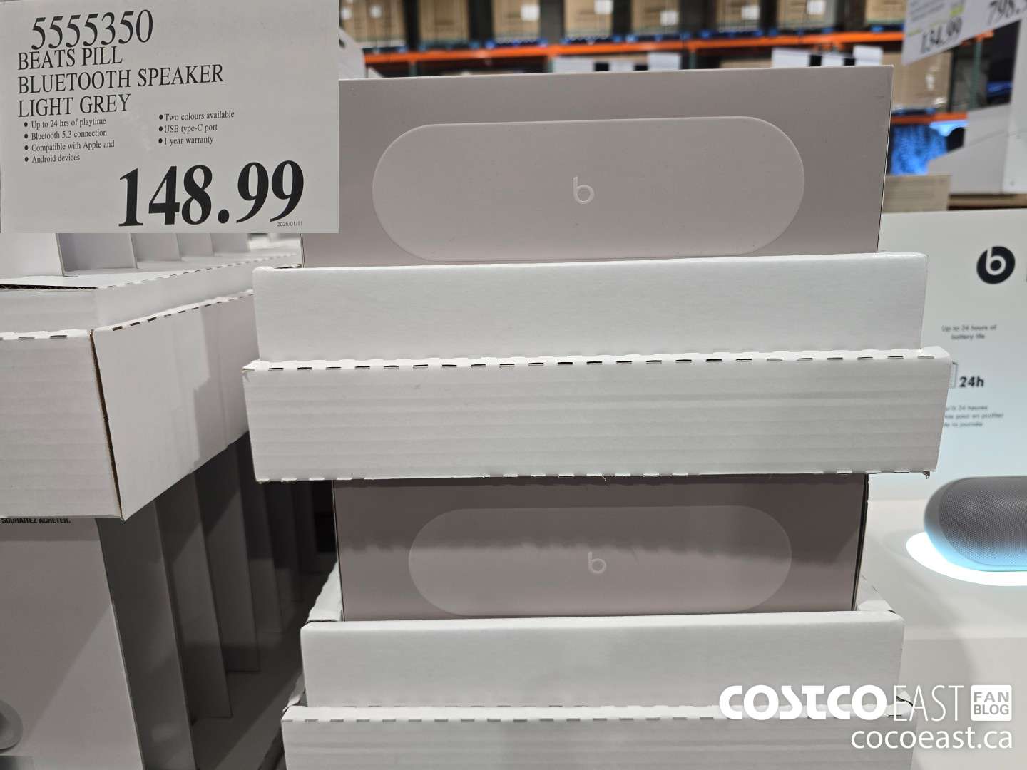 5555350 BEATS PILL BLUETOOTH SPEAKER LIGHT GREY $148.99