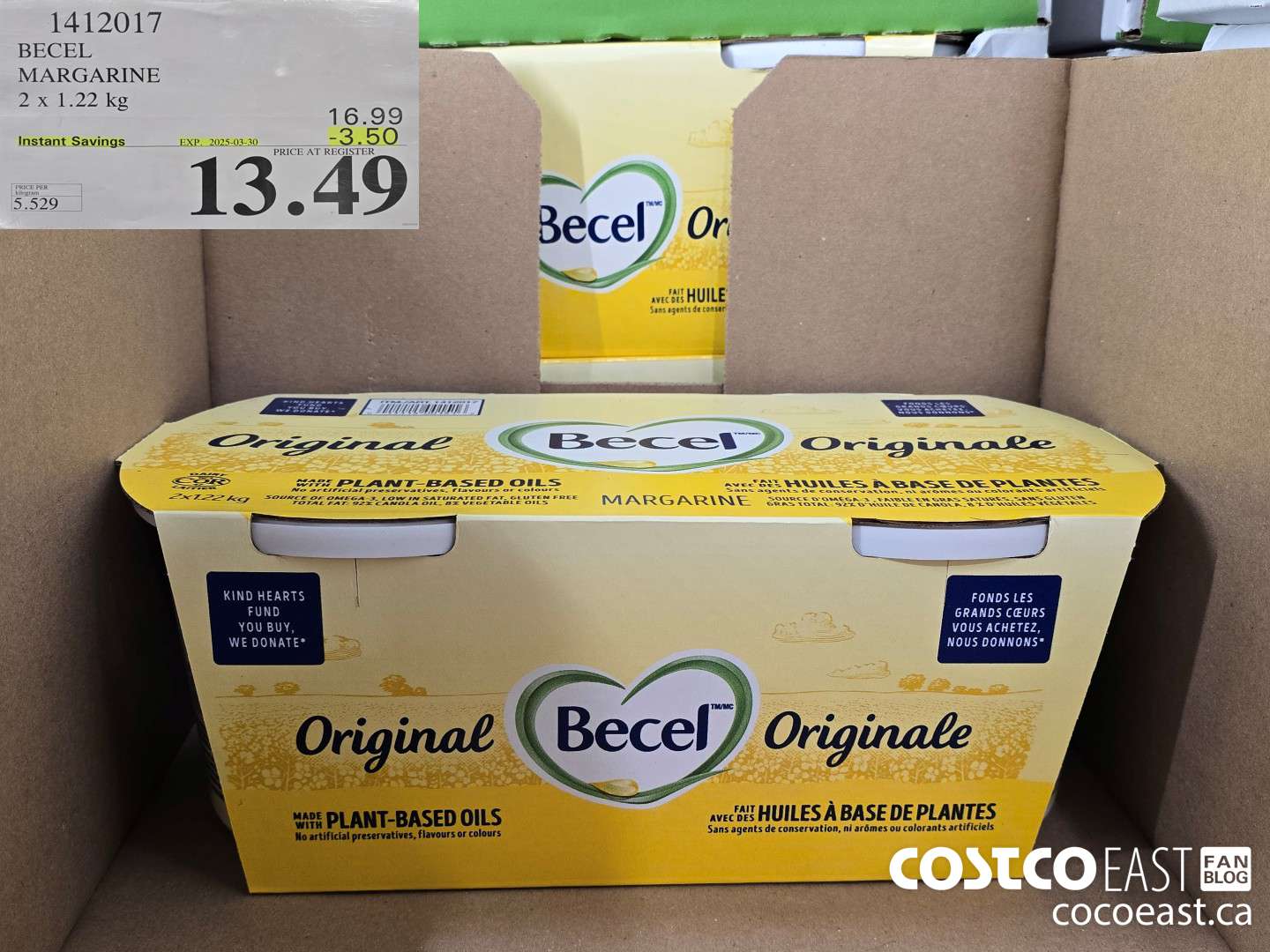 1412017 BECEL MARGARINE 2 X 1.22 KG ($3.50 INSTANT SAVINGS EXPIRES ON 2025-03-30) $13.49