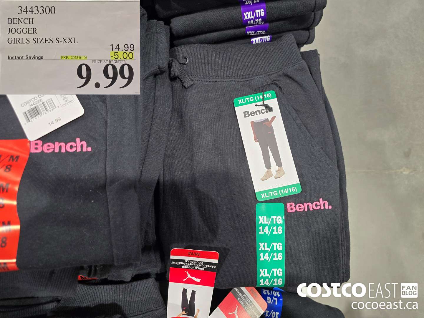 3443300 BENCH JOGGER GIRLS SIZES S-XXL ($5.00 INSTANT SAVINGS EXPIRES ON 2025-04-06) $9.99