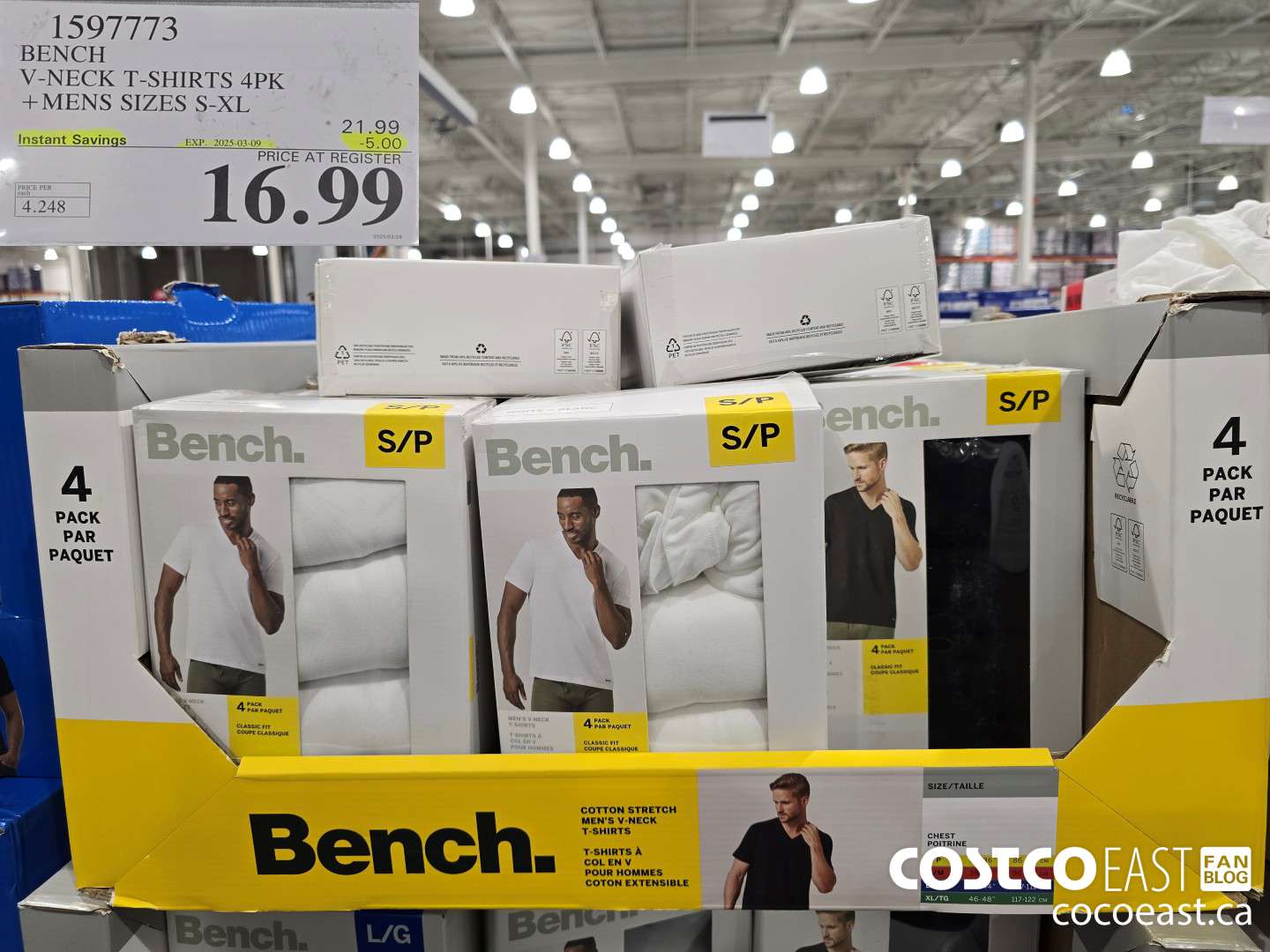 1597773 BENCH V-NECK T-SHIRTS 4PK +MENS SIZES S-XL ($5.00 INSTANT SAVINGS EXPIRES ON 2025-03-09) $16.99