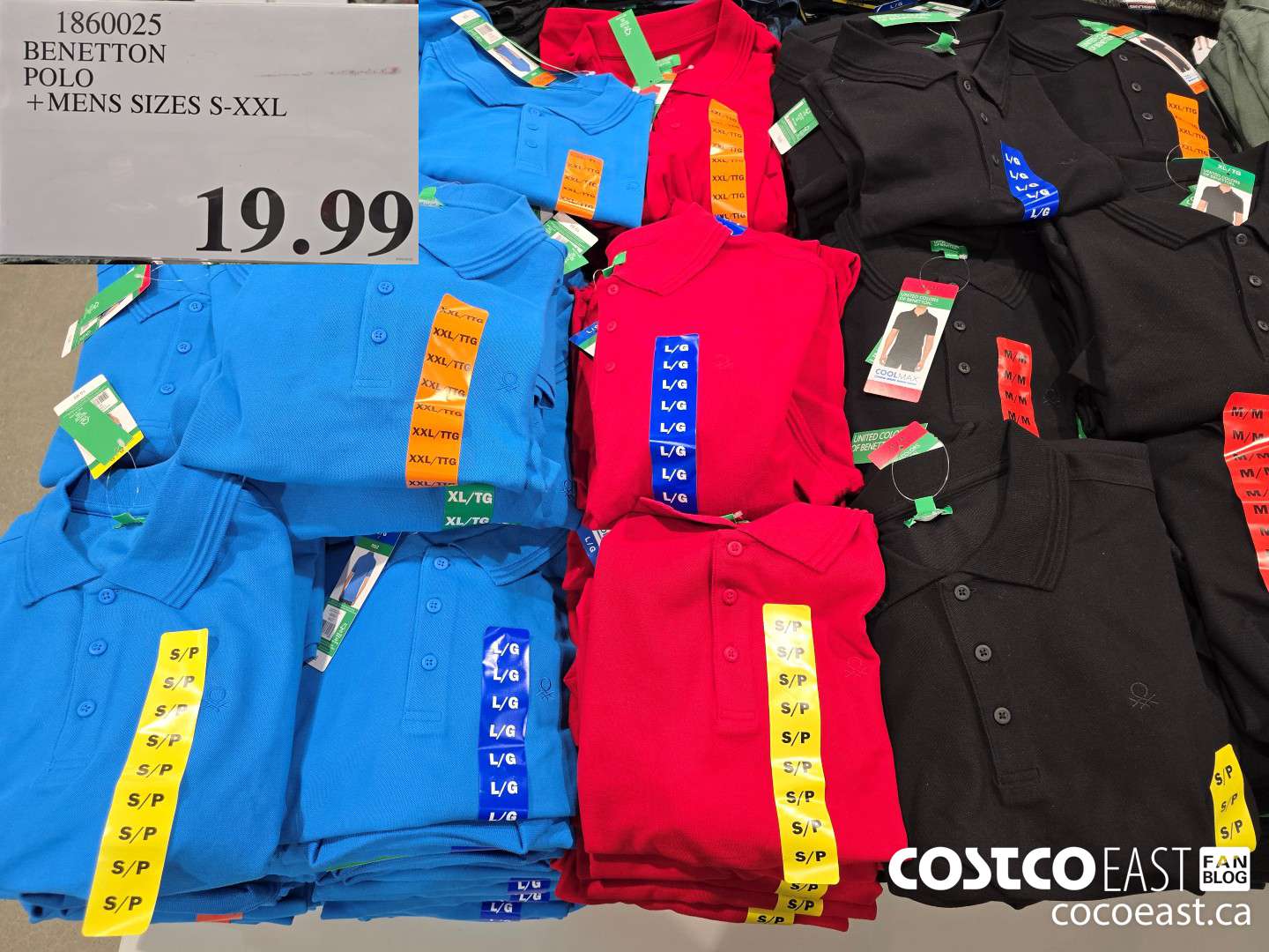 1860025 BENETTON POLO + MENS SIZES S-XXL  $19.99