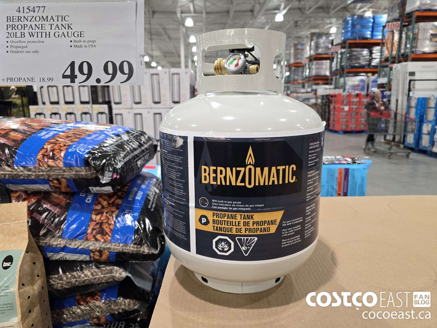 415477 BERNZOMATIC PROPANE TANK 20 LB WITH GAUGE $49.99
