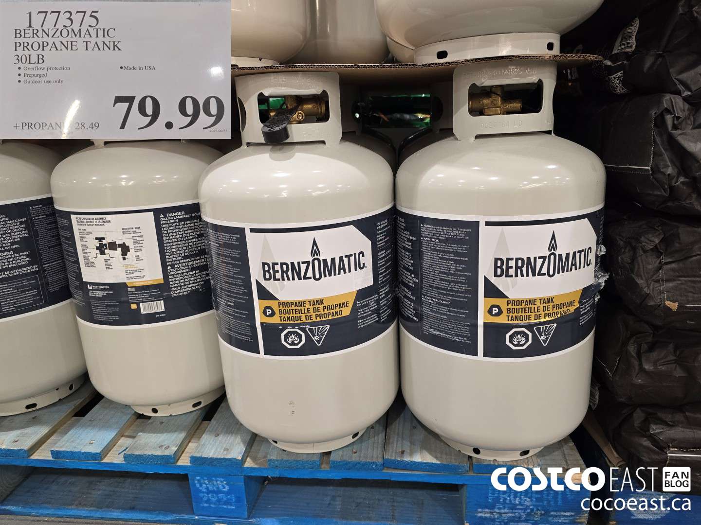 177375 BERNZOMATIC PROPANE TANK 30 LB $79.99