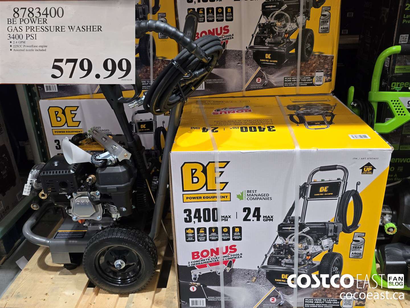 8783400 BE POWER GAS PRESSURE WASHER 3400 PSI $579.99