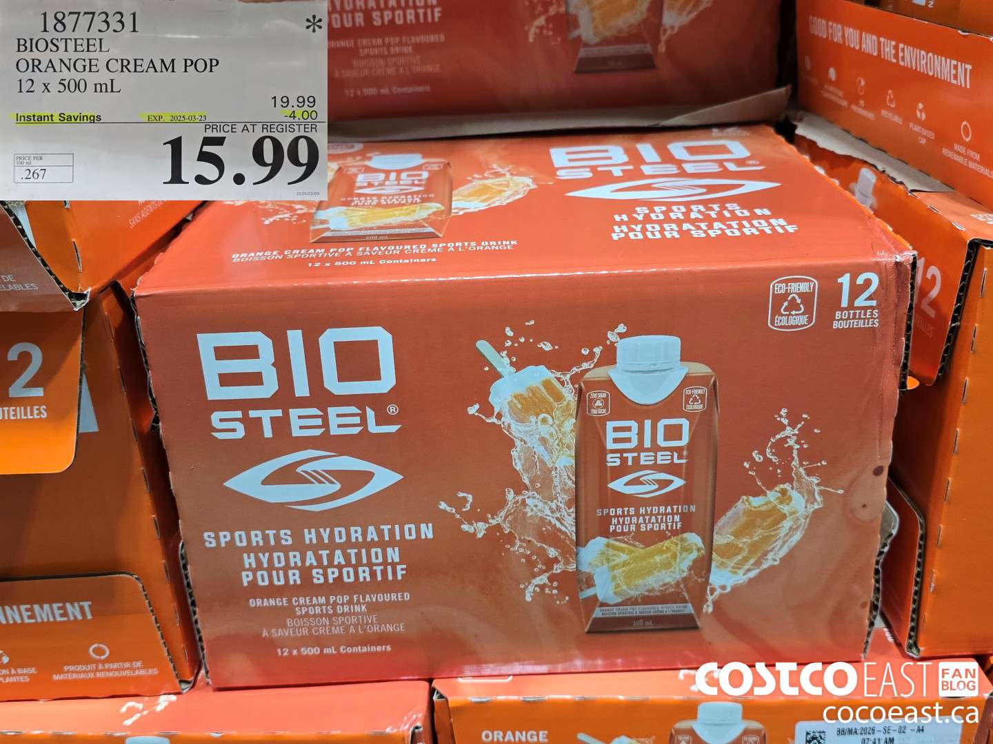 1877331 BIOSTEEL ORANGE CREAM POP 12 x 500 mL ($4.00 INSTANT SAVINGS EXPIRES ON 2025-03-23) $15.99