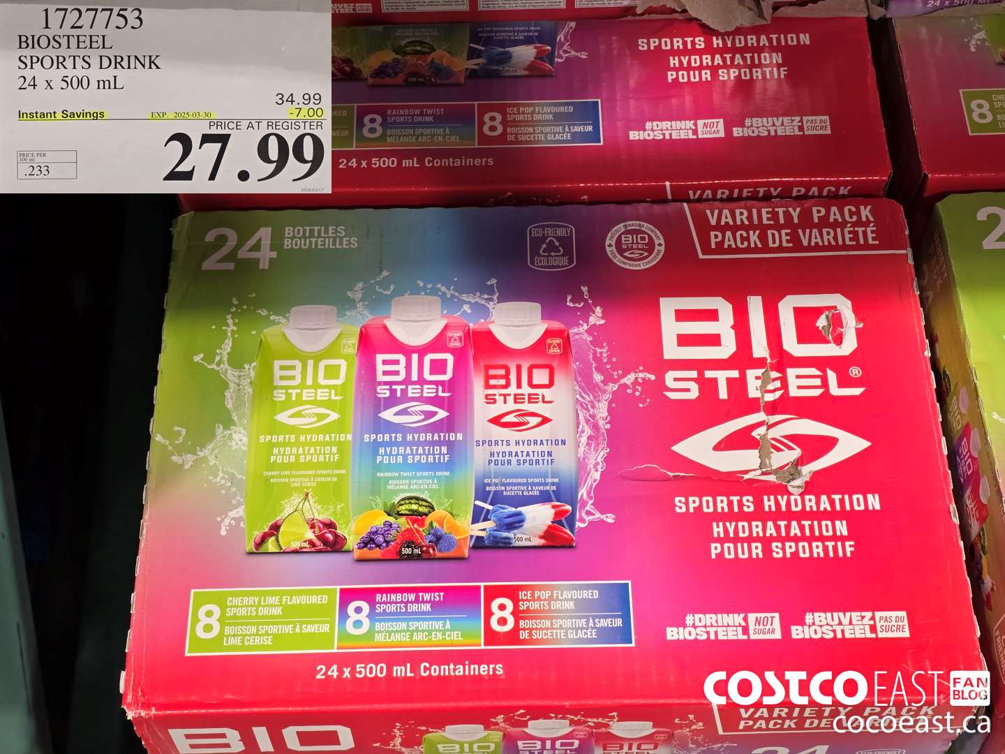 1727753 BIOSTEEL SPORTS DRINK 24 x 500 mL ($7.00 INSTANT SAVINGS EXPIRES ON 2025-03-30) $27.99