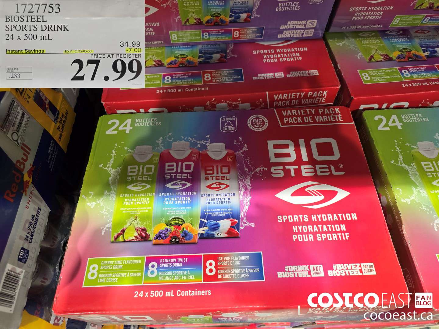 1727753 BIOSTEEL SPORTS DRINK 24 x 500 mL ($7.00 INSTANT SAVINGS EXPIRES ON 2025-03-30) $27.99
