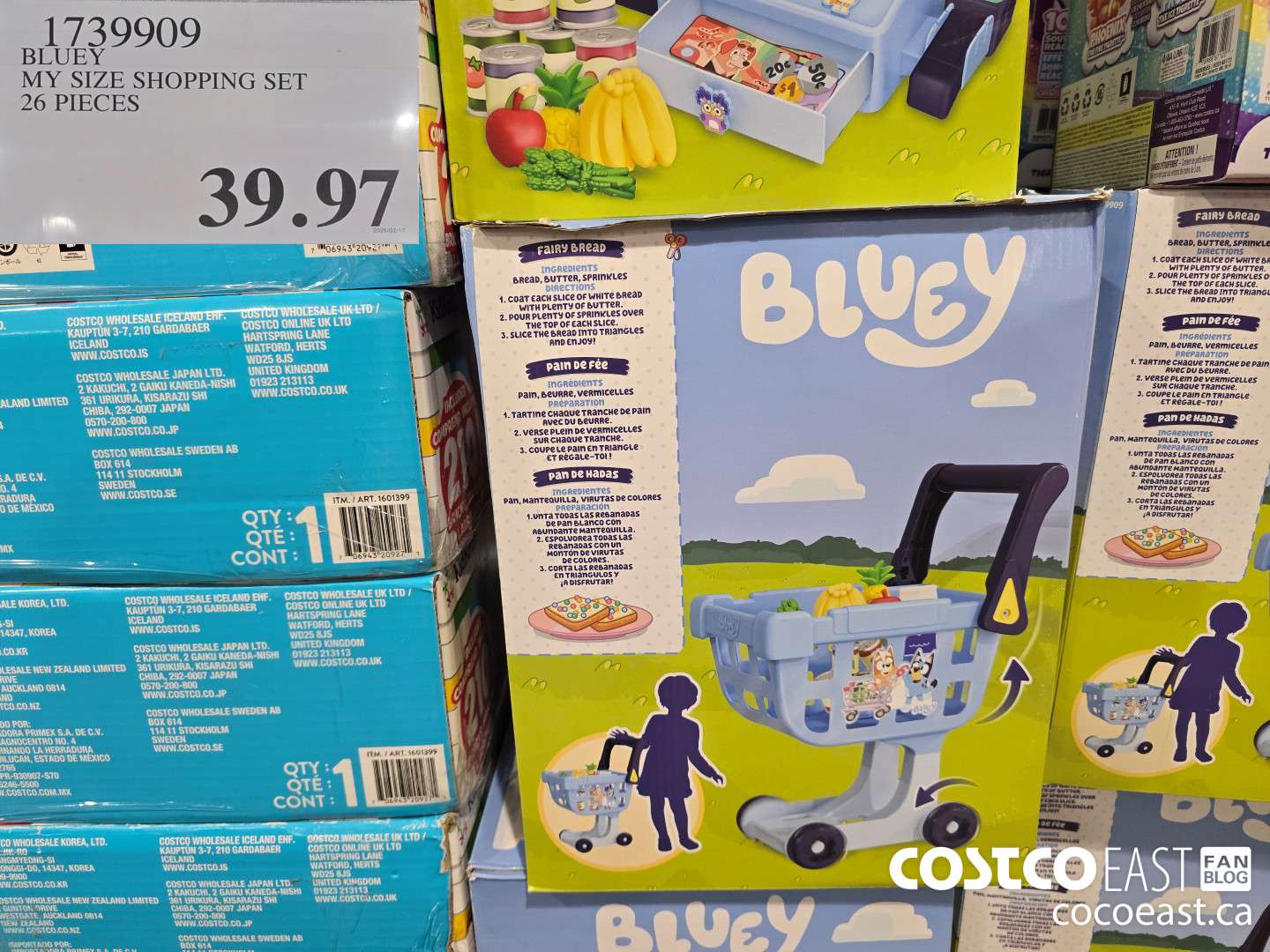 1739909 BLUEY MY SIZE SHOPPING SET 26 PLAY PIECES $39.97