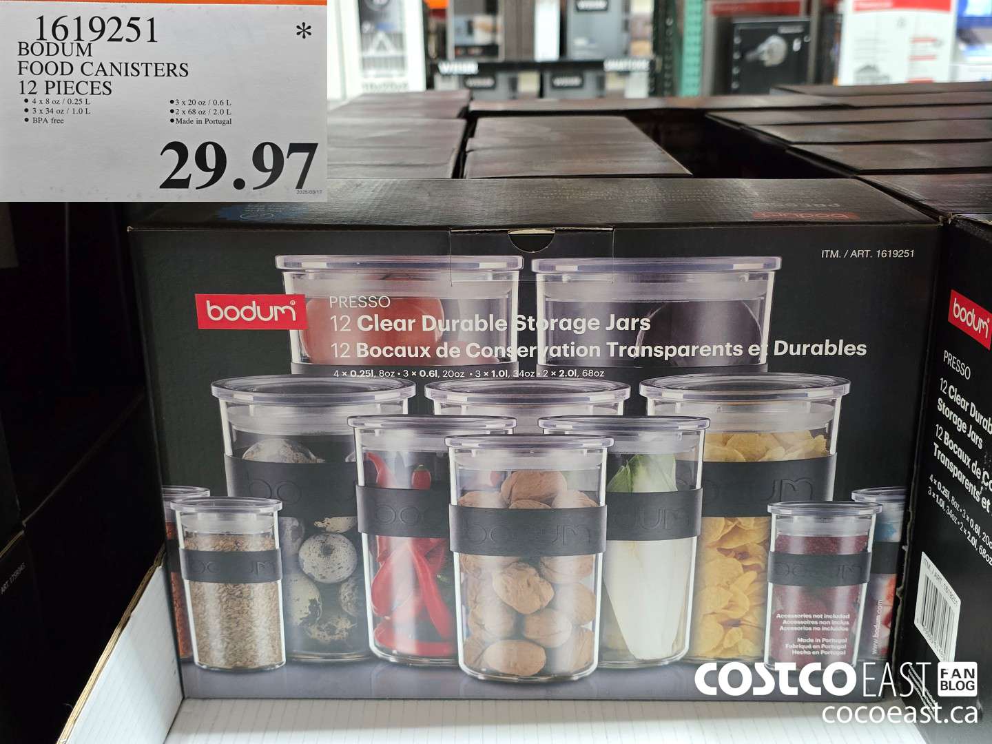 1619251 BODUM FOOD CANISTERS 12 PIECES $29.97