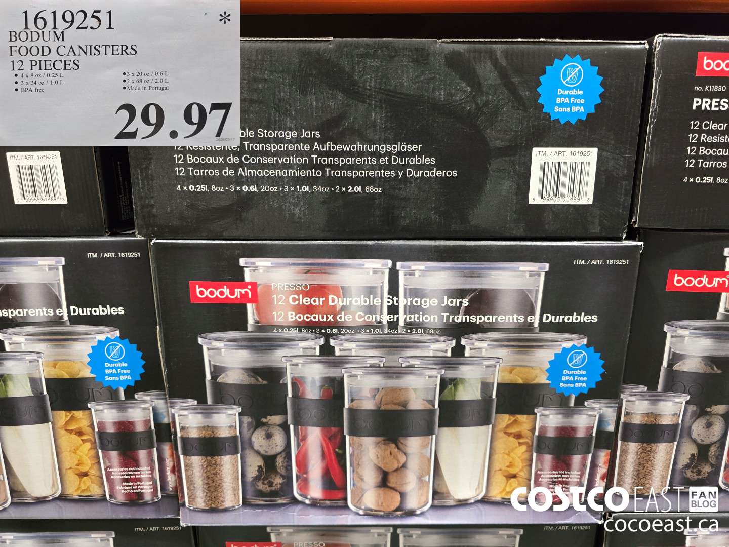 1619251 BODUM FOOD CANISTERS 12 PIECES $29.97
