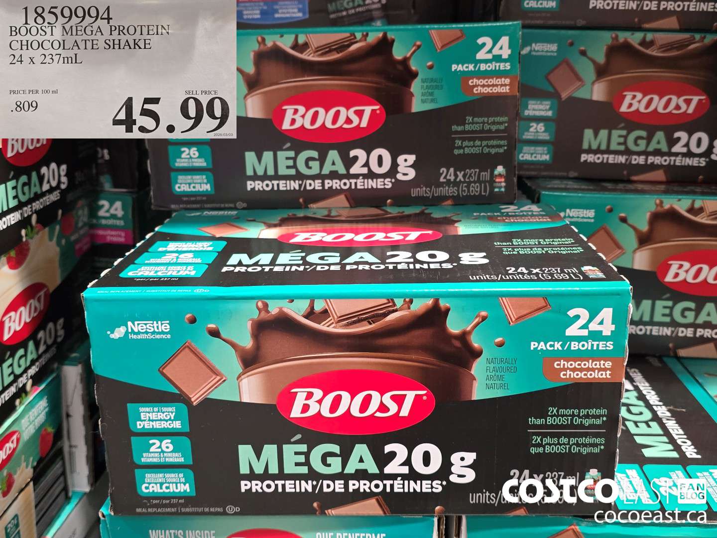 1859994 BOOST MEGA PROTEIN CHOCOLATE SHAKE 24 x 237mL $45.99