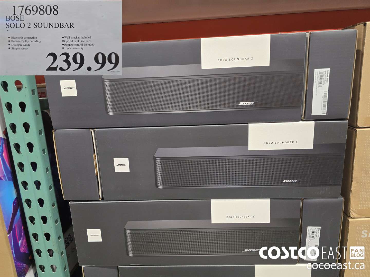 1769808 BOSE SOLO 2 SOUNDBAR $239.99