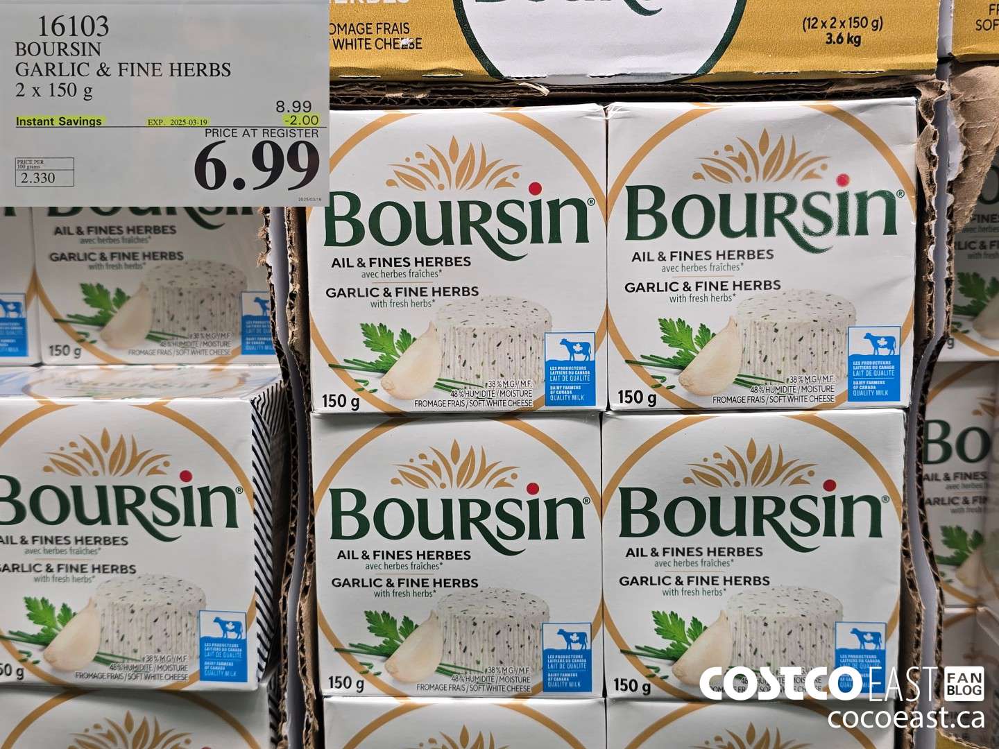 16103 BOURSIN GARLIC & FINE HERBS 2 X 150 G ($2.00 INSTANT SAVINGS EXPIRES ON 2025-03-19) $6.99