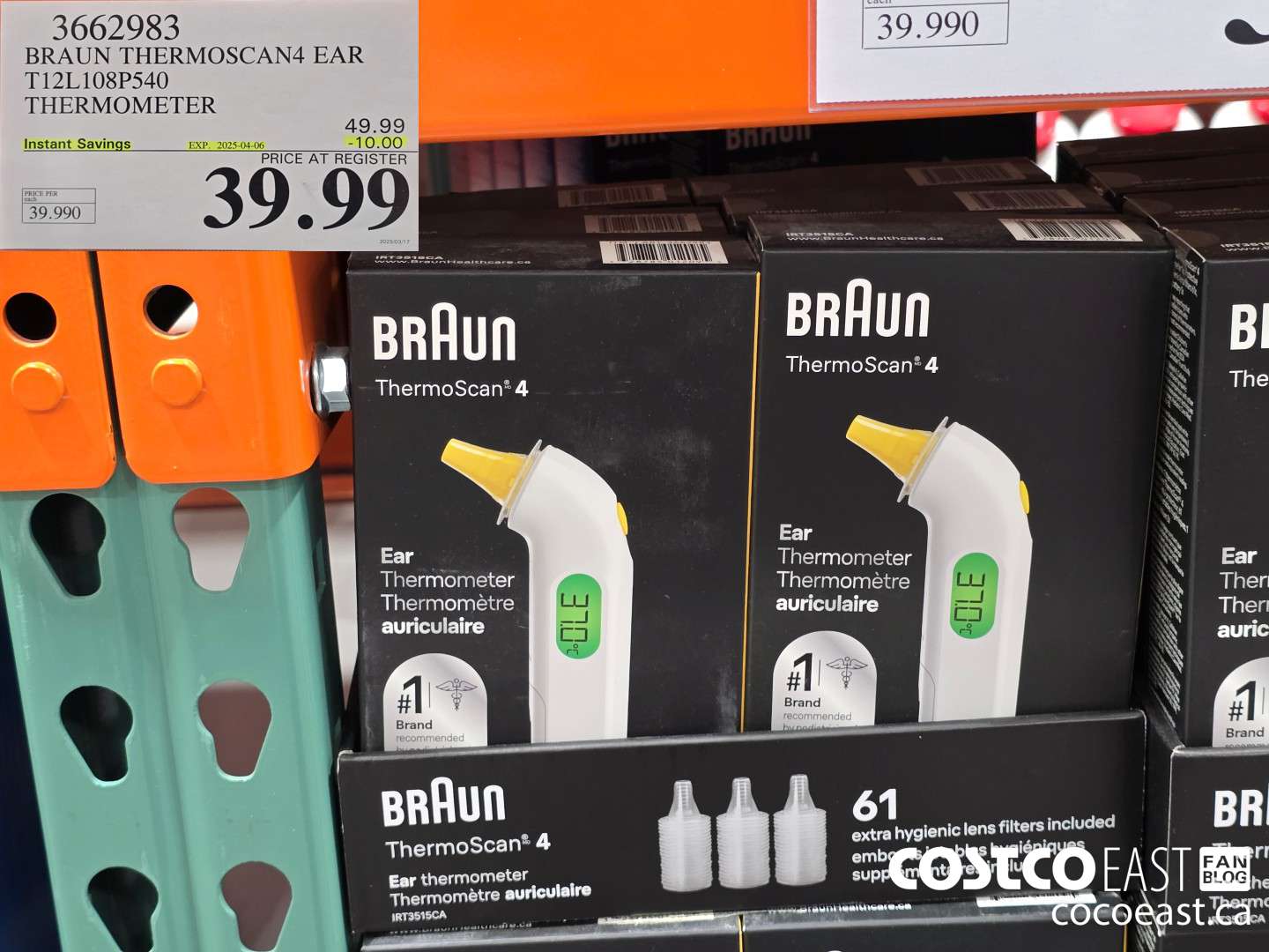 3662983 BRAUN THERMOSCAN4 EAR TI2L108P540 THERMOMETER ($10.00 INSTANT SAVINGS EXPIRES ON 2025-04-06) $39.99