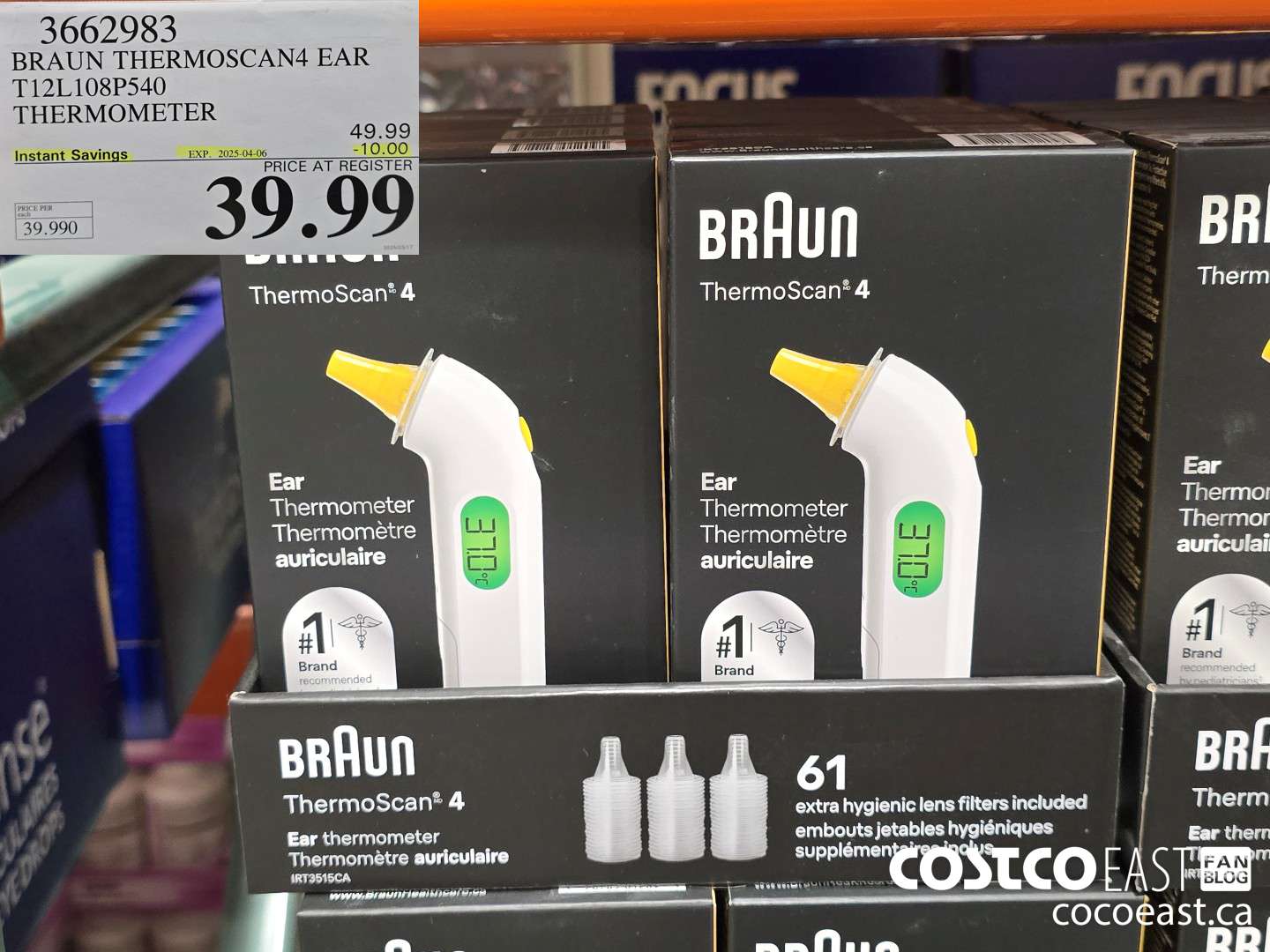 3662983 BRAUN THERMOSCAN4 EAR TI2L108P540 THERMOMETER ($10.00 INSTANT SAVINGS EXPIRES ON 2025-04-06) $39.99