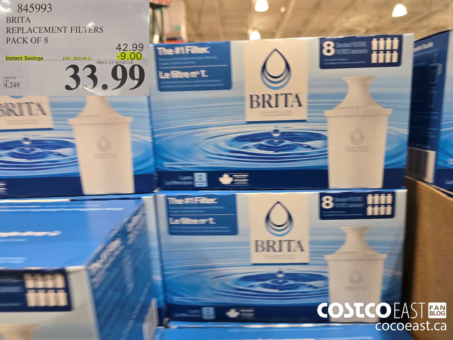 845993 BRITA REPLACEMENT FILTERS PACK OF 8  ($9.00 INSTANT SAVINGS EXPIRES ON 2025-04-13) $33.99