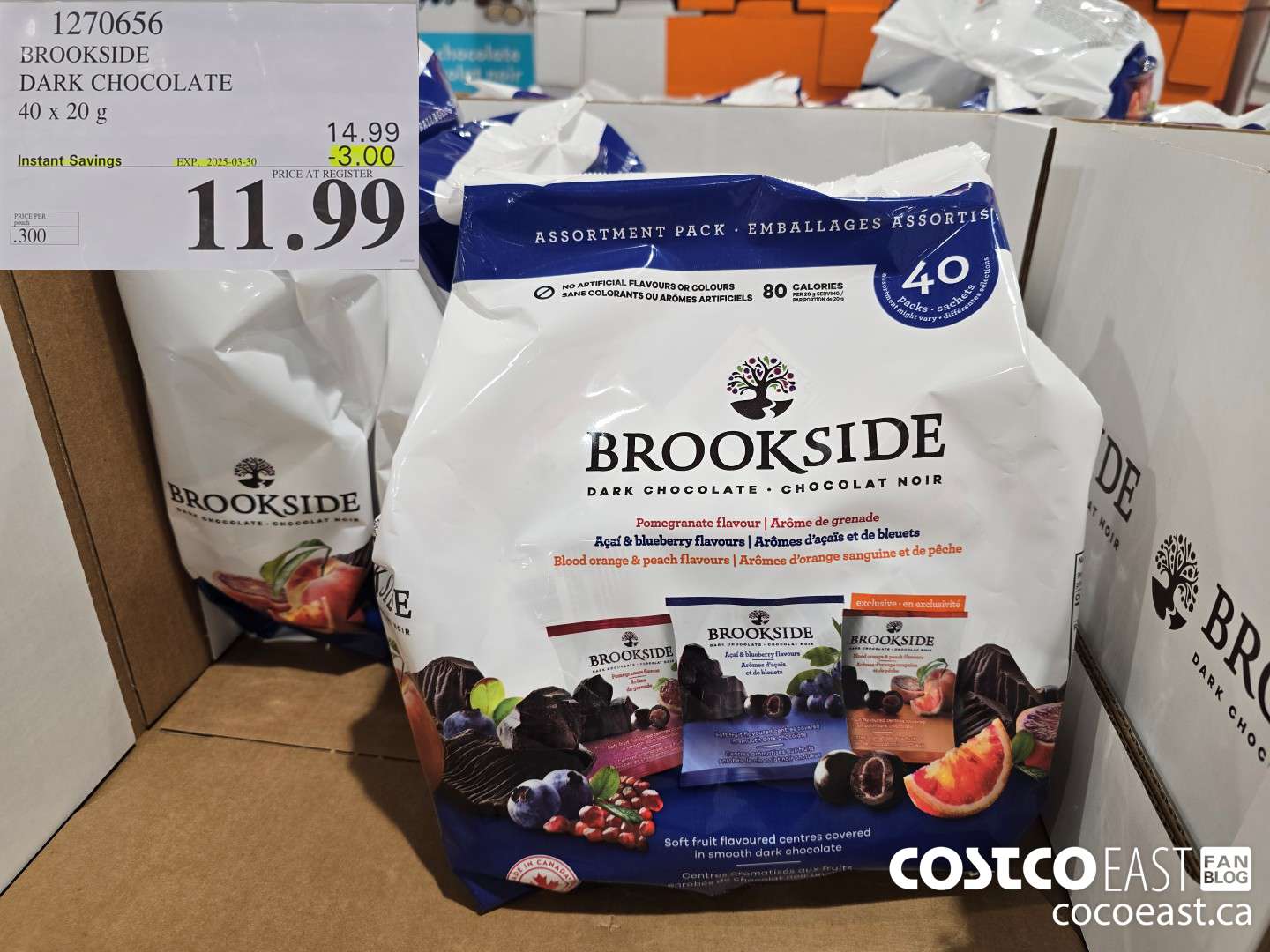 1270656 BROOKSIDE DARK CHOCOLATE 40 x 20 g ($3.00 INSTANT SAVINGS EXPIRES ON 2025-03-30) $11.99
