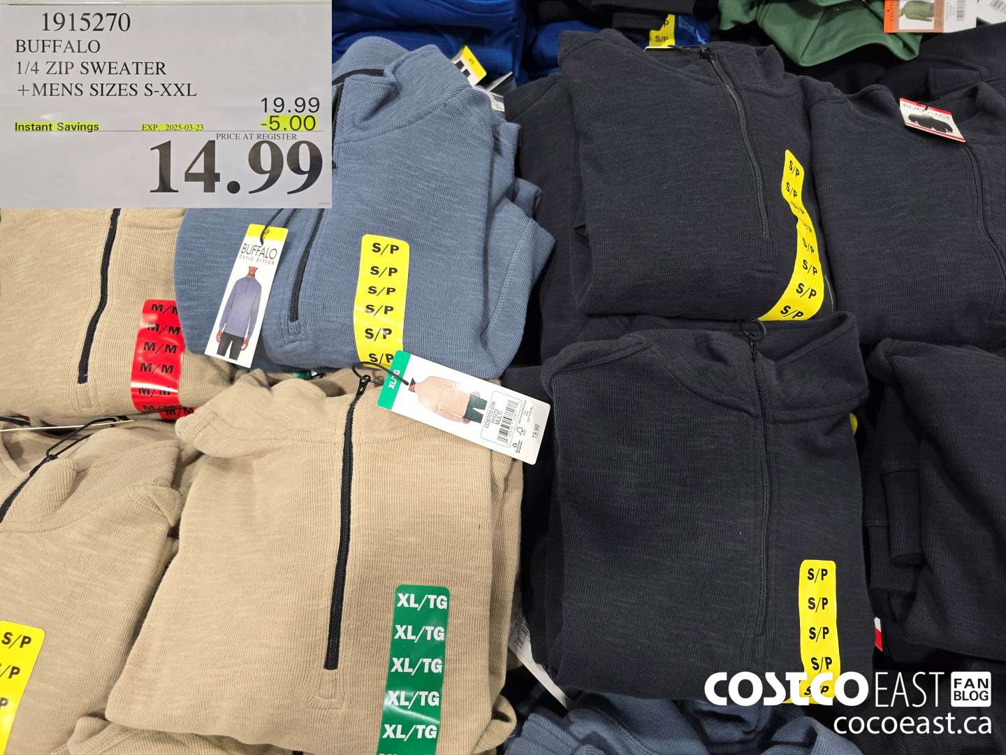 1715270 BUFFALO 1/4 ZIP SWEATER +MENS SIZES S-XXL ($5.00 INSTANT SAVINGS EXPIRES ON 2025-03-23) $14.99