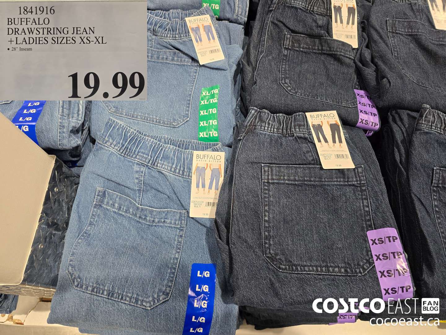 1841916 BUFFALO DRAWSTRING JEAN +LADIES SIZES XS-XL $19.99