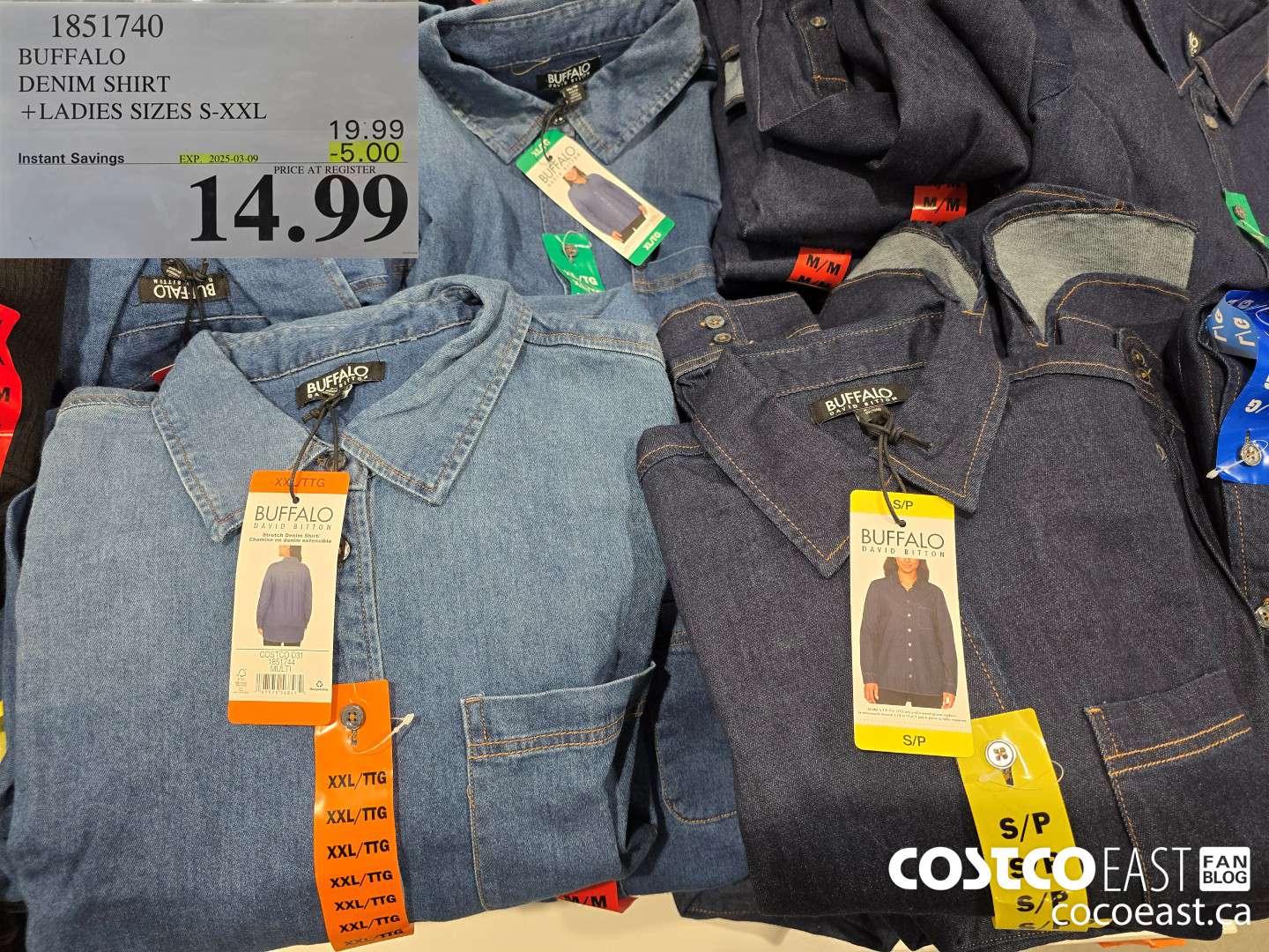 1851740 BUFFALO DENIM SHIRT + LADIES SIZES S-XXL ($5.00 INSTANT SAVINGS EXPIRES ON 2025-03-09) $14.99