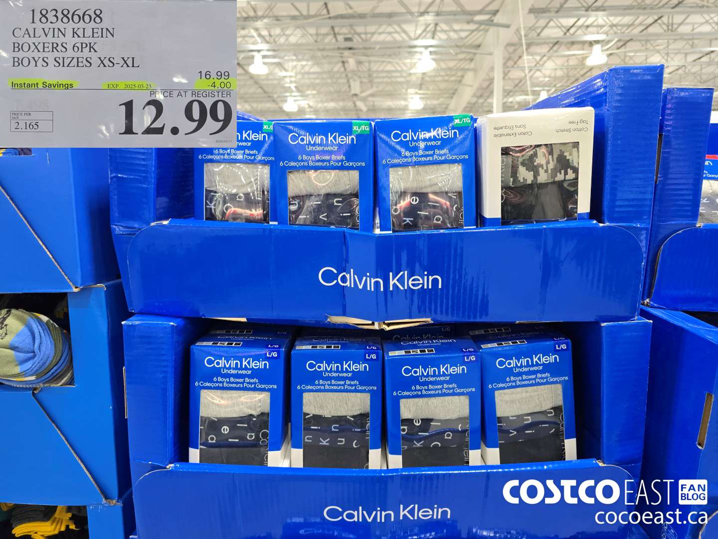 1838668 CALVIN KLEIN BOXERS 6PK BOYS SIZES XS-XL ($4.00 INSTANT SAVINGS EXPIRES ON 2025-03-23) $12.99