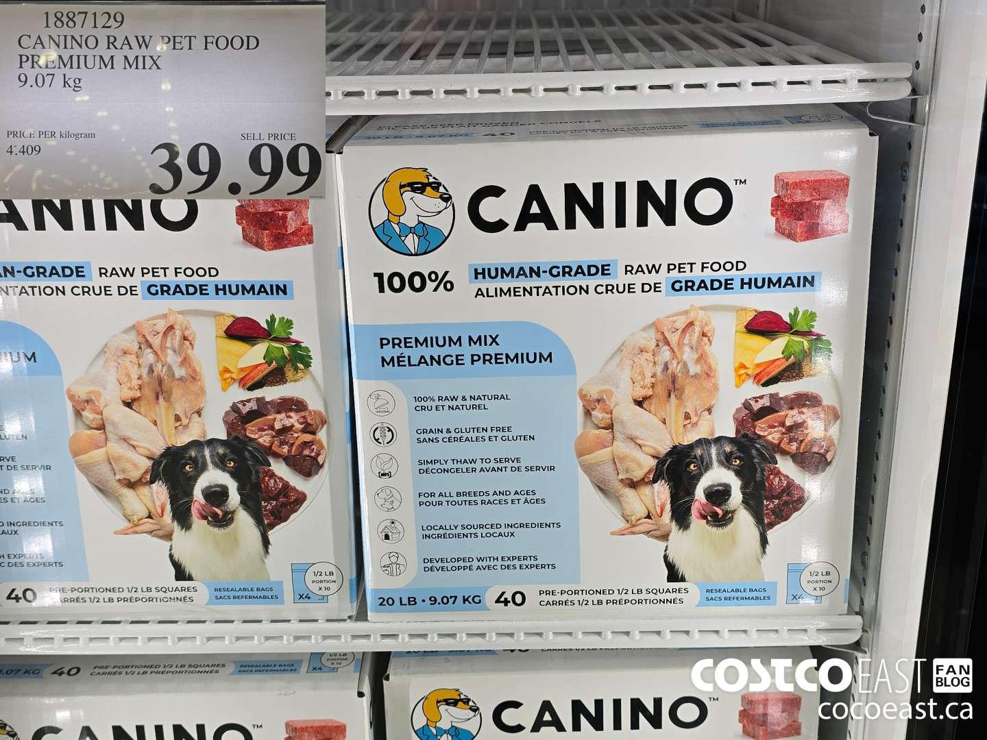 1887129 CANINO RAW PET FOOD PREMIUM MIX 9.07 KG $39.99