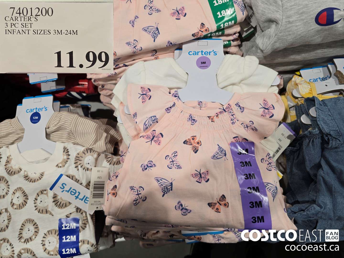 7401200 CARTER'S 3 PC SET INFANT SIZES 3M-24M $11.99