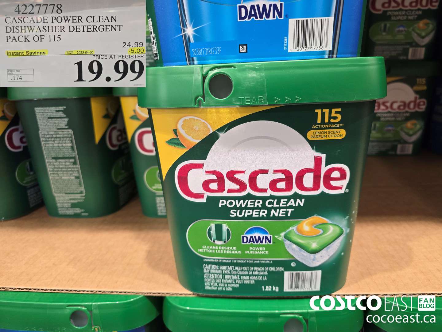 4227778 CASCADE POWER CLEAN DISHWASHER DETERGENT PACK OF 115 ($5.00 INSTANT SAVINGS EXPIRES ON 2025-04-06) $19.99