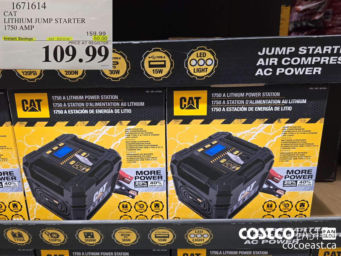 1671614 CAT LITHIUM JUMP STARTER 1750 AMPS ($50.00 INSTANT SAVINGS EXPIRES ON 2025-03-09) $109.99