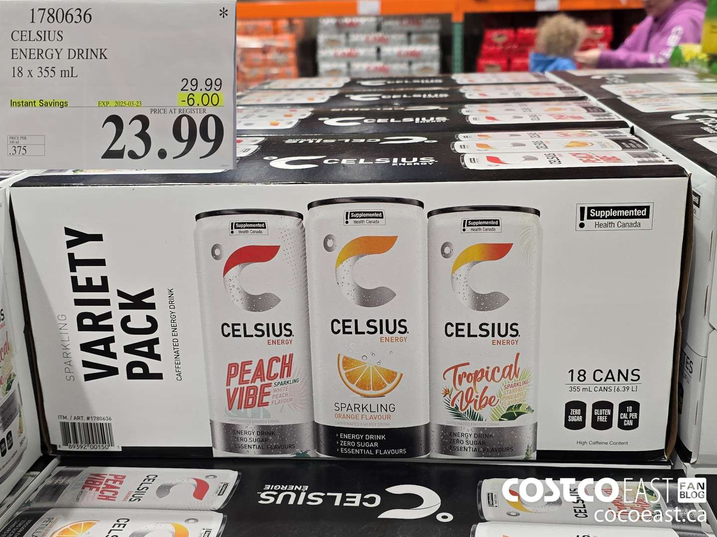 1780636 CELSIUS ENERGY DRINK 18 X 355 ML ($6.00 INSTANT SAVINGS EXPIRES ON 2025-03-23) $23.99